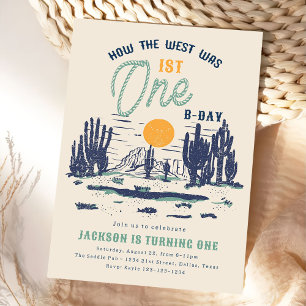Invitación Desierto Vintage Wild West Primer cumpleaños