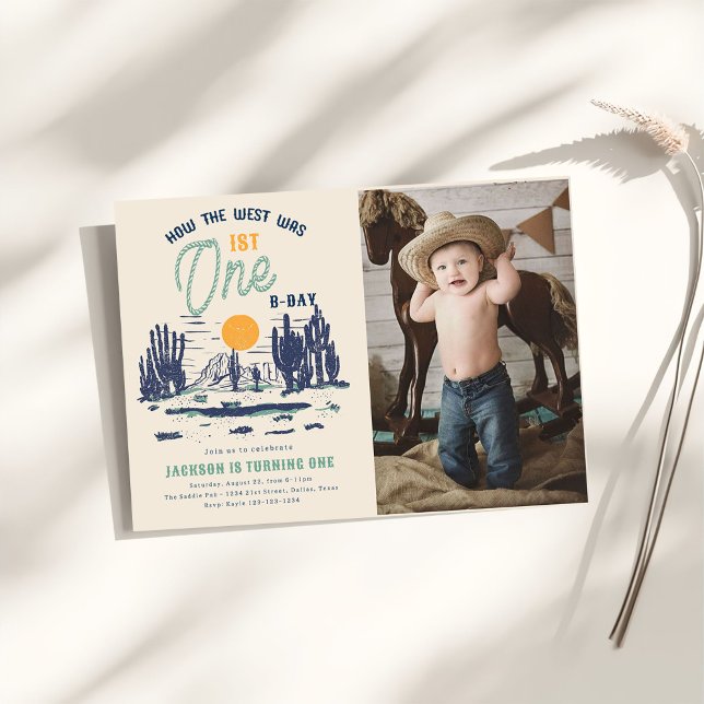 Invitación Desierto Vintage Wild West Primer cumpleaños (Subido por el creador)