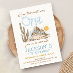 Invitación Desierto Vintage Wild West Primer cumpleaños<br><div class="desc">Invitación de primer cumpleaños del desierto del Vintage Western Wild West Cute editable invitación de cumpleaños para niños con temática occidental con un paisaje desértico, sol y texto de estilo de cuerda. Así es como occidente fue una invitación de cumpleaños es completamente editable y puede ser usado para cualquier edad....</div>