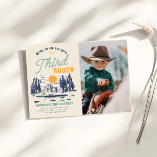 Invitación Desierto Vintage Wild West Tercer cumpleaños