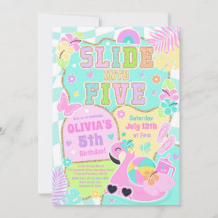 Invitación Desliza hacia cinco fiesta de cumpleaños de chica
