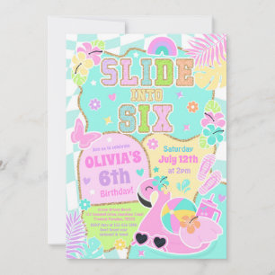 Invitación Desliza hacia seis fiesta de cumpleaños de chica e