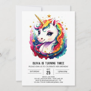 Invitación Deslumbramiento de cumpleaños de Unicornio impreso