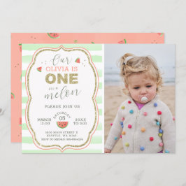 Invitación Deslumbramiento rosa y oro en un primer cumpleaños