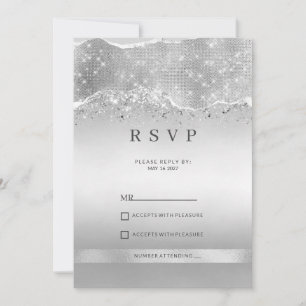 Invitación Deslumbrante brillo plateado brillo RSVP
