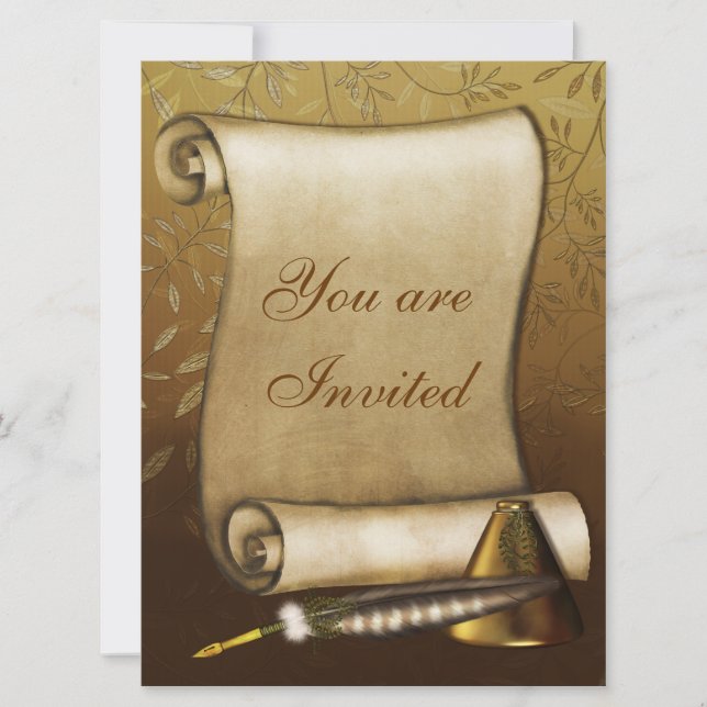 Invitación Despacho elegante, Descalzo e Inkwell (Anverso)