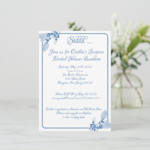 Invitación Despedida de soltera, acuarela de contorno azul