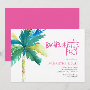 Invitación Despedida de Soltera Acuarela Palma Tropical