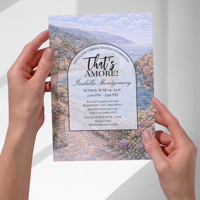 Invitación Despedida de soltera al estilo de las Cinque Terre (Italian Cinque Terre That’s Amore Bridal Shower Invitations
)