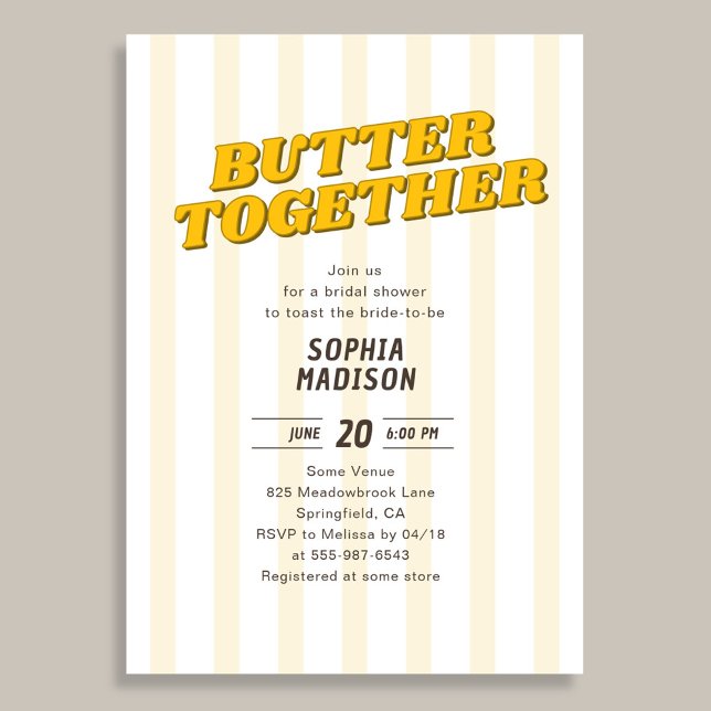 Invitación Despedida de soltera amarilla retro butter togethe (Subido por el creador)