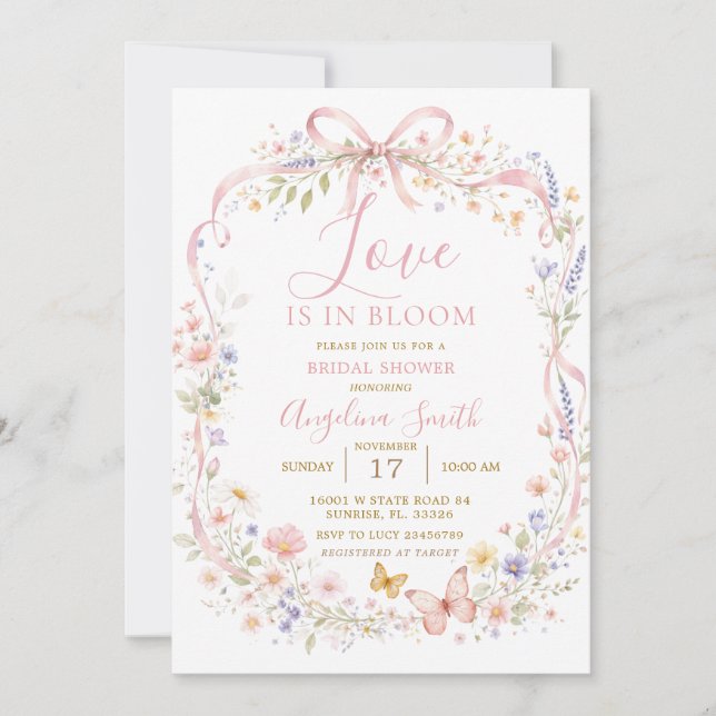Invitación Despedida de soltera Amor en Flor (Anverso)