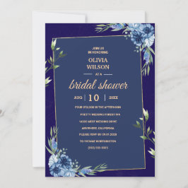 Invitación Despedida de soltera azul marino borgoña oro rosa