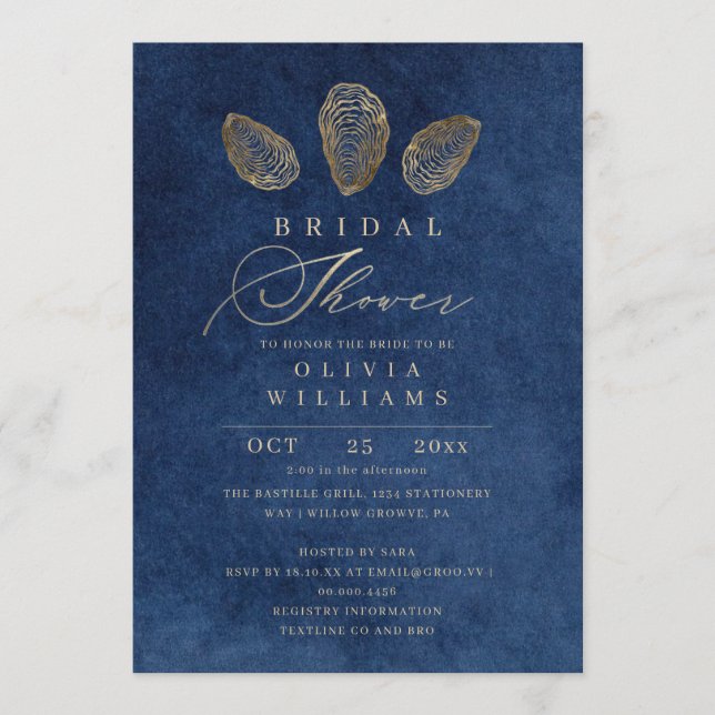 Invitación Despedida de soltera azul marino moderna (Anverso)