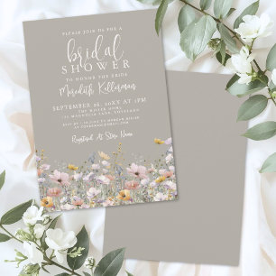 Invitación Despedida de soltera Beige Flor Silvestre