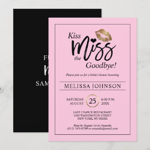 Invitación Despedida de Soltera Beso Adiós Señorita Labios Ro