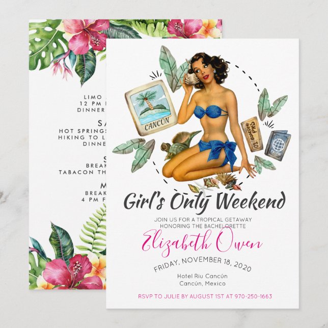 Invitación Despedida de soltera Bikini Playa Fiesta Nupcial (Anverso / Reverso)