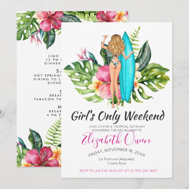 Invitación Despedida de soltera Bikini Playa Fiesta Nupcial (Anverso / Reverso)