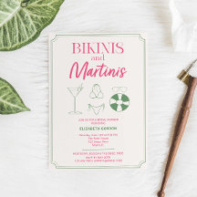 Despedida de soltera Bikinis y Martinis Rosa Verde