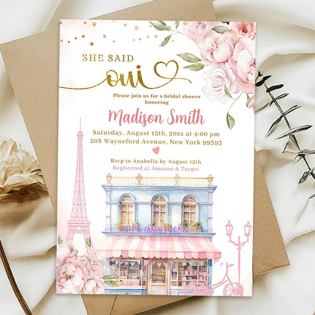 Invitación Despedida de soltera Blush Pink Peony French Cafe (Subido por el creador)