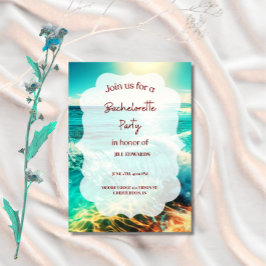 Invitación Despedida de soltera boda playa tropical océano 