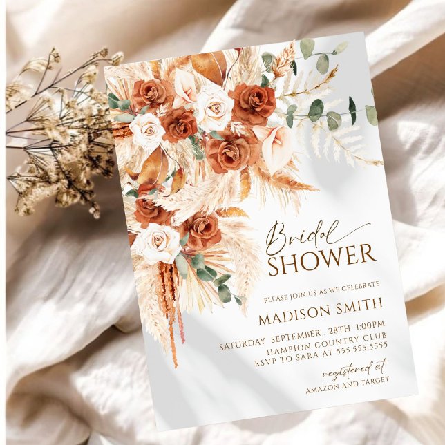 Invitación Despedida de soltera bohemio exótico con terracota (Subido por el creador)