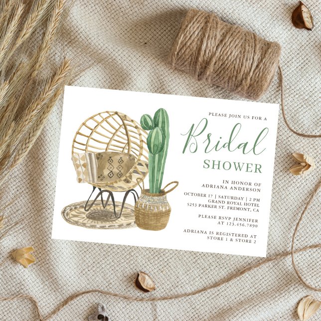 Invitación Despedida de Soltera Boho Cactus Acuarela Rústica (Subido por el creador)