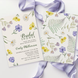 Invitación Despedida de soltera Boho con flores silvestres pú