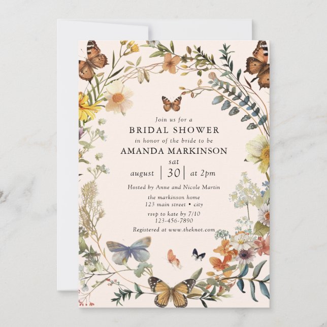 Invitación Despedida de soltera Boho de flores silvestres y m (Anverso)