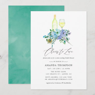 Invitación Despedida de soltera boho de menta y azul con cata