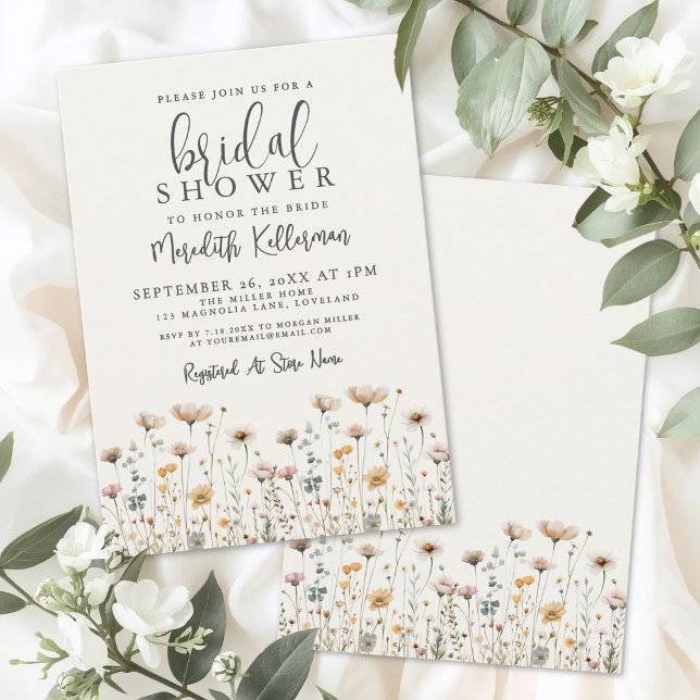 Invitación Despedida de Soltera Boho Flor Silvestre (Boho Wildflower Bridal Shower Invitation)