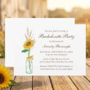 Invitación Despedida de Soltera Boho Girasoles Campo Amarillo