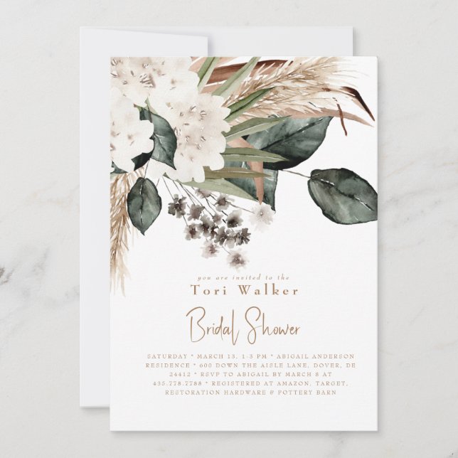 Invitación Despedida de soltera boho neutral en cascada (Anverso)