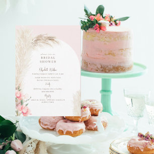 Invitación Despedida de soltera boho pampas rosa