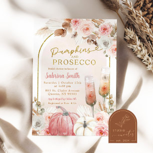 Invitación Despedida de soltera Boho Rosa Calabaza y Prosecco