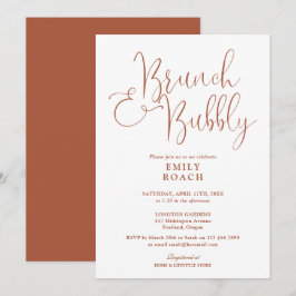 Invitación Despedida de Soltera Boho Terracota Brunch y Burbu