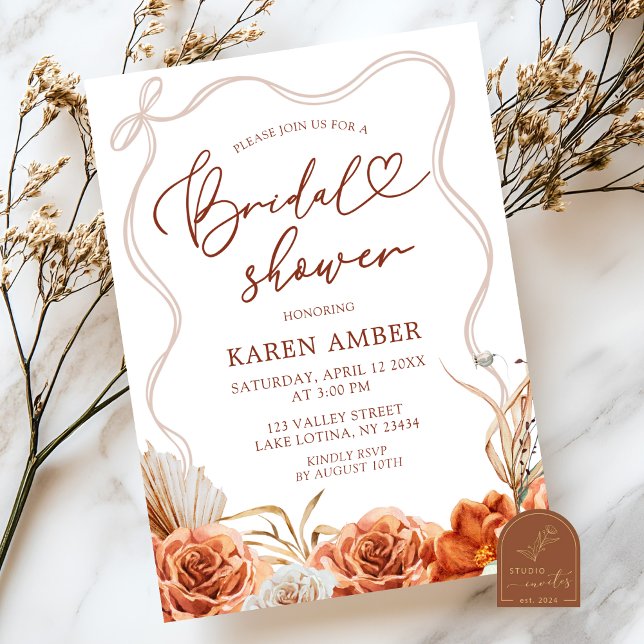 Invitación Despedida de soltera boho terracota floral (Subido por el creador)