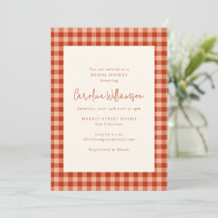 Invitación Despedida de Soltera Boho Terracota Rust Gingham C
