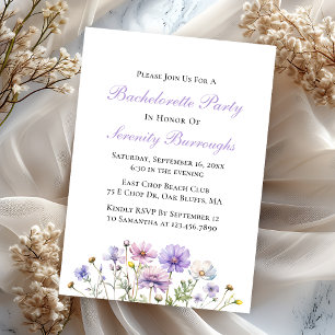 Invitación Despedida de Soltera Boho Wildflowers Floral Morad