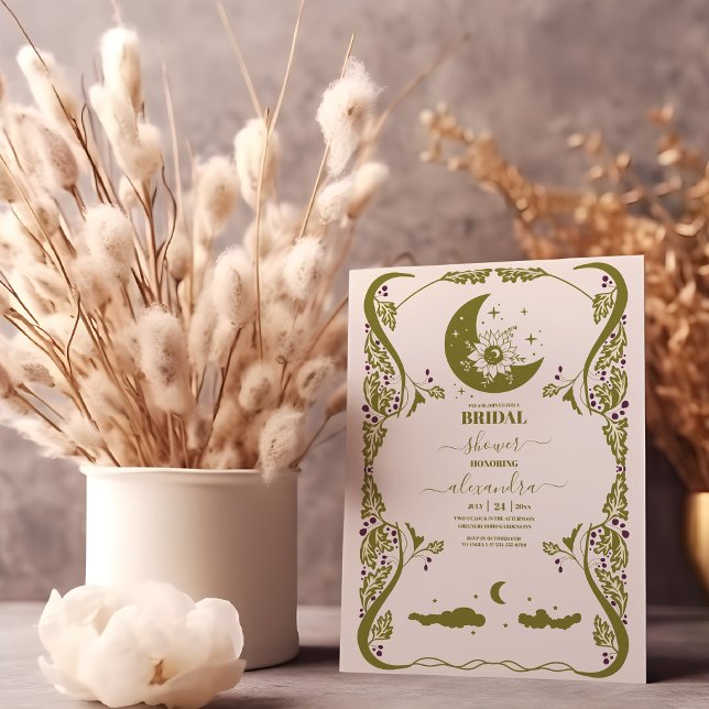 Invitación Despedida de soltera botánica celestial vintage (Subido por el creador)