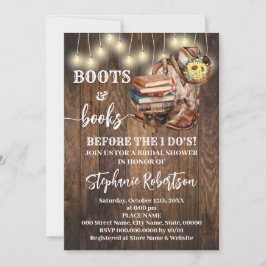 Invitación Despedida de Soltera Botas del Oeste y Libros Ante