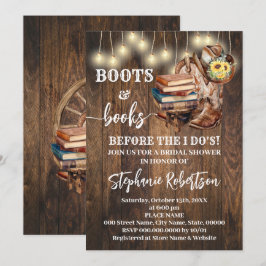 Invitación Despedida de Soltera Botas del Oeste y Libros Ante
