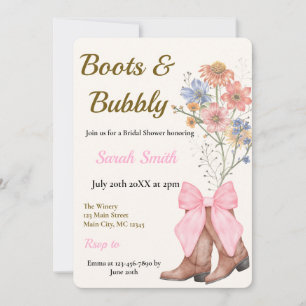 Invitación Despedida de soltera Botas y Bubbly