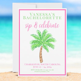 Invitación Despedida de soltera Brindis Celebrar Palma Preppy