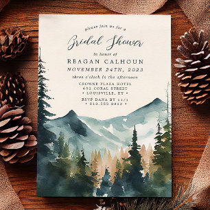 Invitación Despedida de Soltera Caligrafía Montañas y Pinos