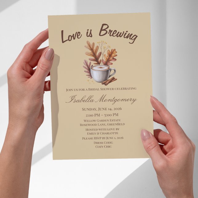 Invitación Despedida de soltera Cappuccino de Otoño (Autumn Cappuccino Bridal Shower Invitations
)