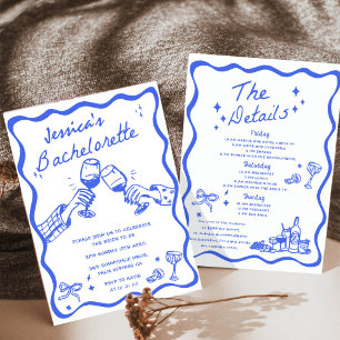 Invitación Despedida de soltera caprichosa de cóctel dibujada
