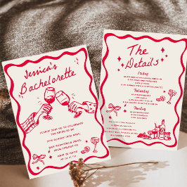 Invitación Despedida de soltera caprichosa de cóctel dibujado