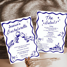 Invitación Despedida de soltera caprichosa de cóctel dibujado