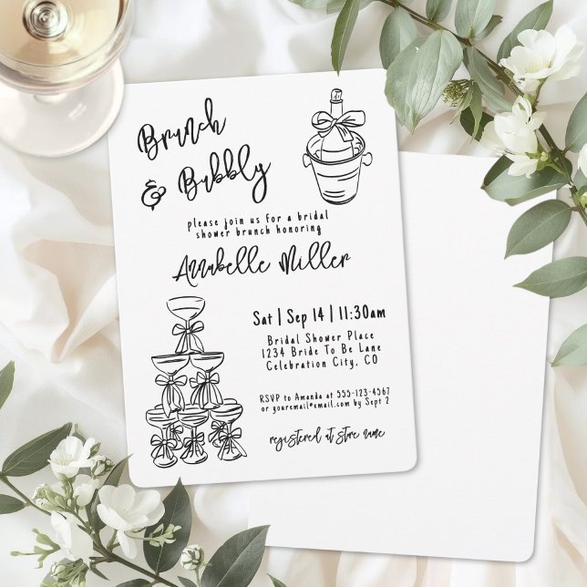 Invitación Despedida de Soltera Caprichosa Dibujada a Mano (Hand Drawn Whimsical Bridal Shower Invitation)