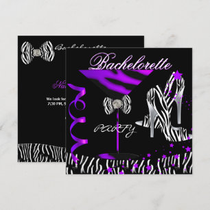 Invitación Despedida de soltera Cebra Morado Cóctel